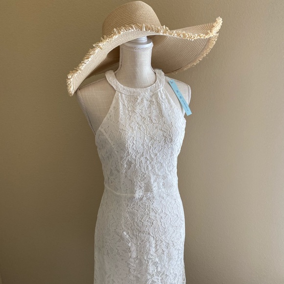 She + Sky Off-White Lace Sleeveless Dress - Picture 9 of 9